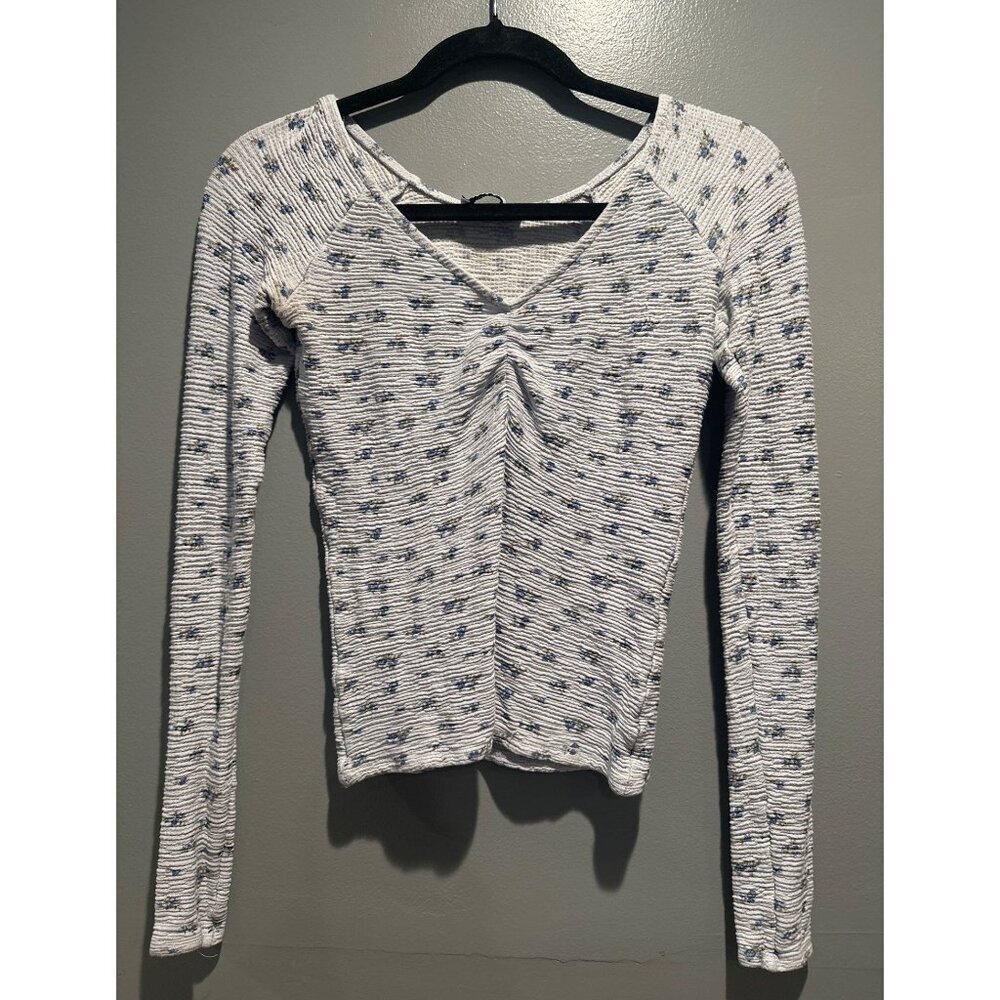 Hollister Women Small Crinkled Soft Top Y2k Cottagecore Retro Blouse Casual